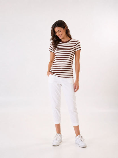 T-Shirt Allattamento "Easy-Access" a Righe: Stile e Praticità Quotidiana